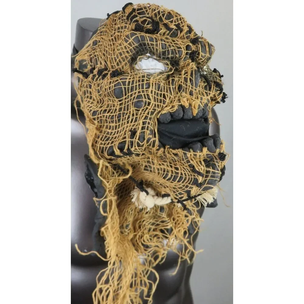 Scarecrow Creepy Mask‎ Full Head Cover Halloween Costume Mask68-Tan 2004 Y2K VTG